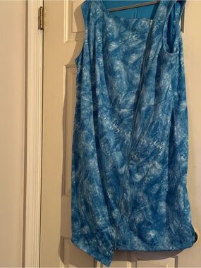 Asymmetrical Blue Tie-Dye Zipper Dress/ Size 3X, Excellent Condition